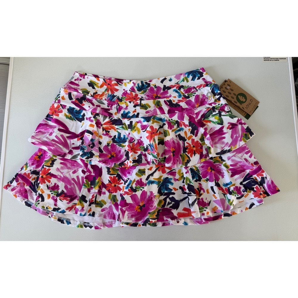 Dona Jo Tiered Skort Women’s XL Pink Floral Tennis Golf Athletic Skirt NWT